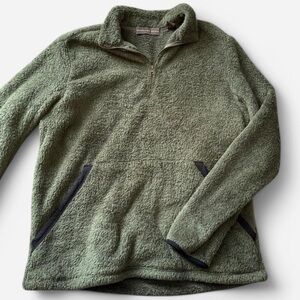 Woodland Trail green sherpa quarter zip sweater